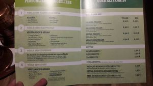 Menu at Veggie Liebe in Freiburg