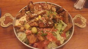 Saitan Hummus Süßkartoffel. Sehr sehr gut! Fein gemacht! at Veggie Liebe in Freiburg