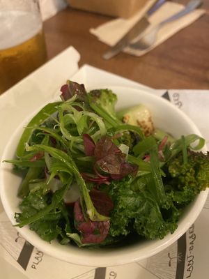 Healthy garlic greens at Unity Diner in East London