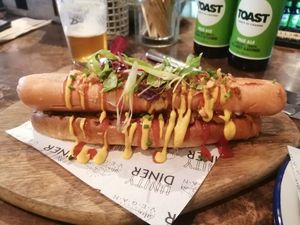 Hot dog at Unity Diner in East London