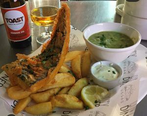 Fish n chips at Unity Diner in East London