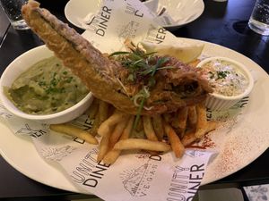 Tofish and chips  at Unity Diner in East London