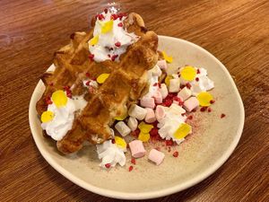 Waffles  at Unity Diner in East London