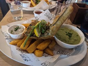Tofish and chips at Unity Diner in East London