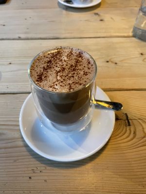 Peanut butter hot chocolate  at Unity Diner in East London