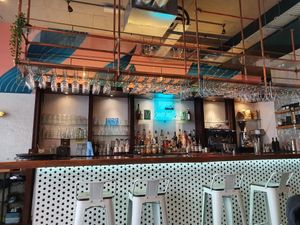 The bar with vegan cocktails at Unity Diner in East London