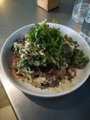 Chikken kale Caesar salad at Unity Diner in East London