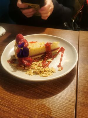Raspberry frangipane at Unity Diner in East London