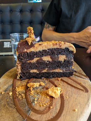 Salted caramel cake at Unity Diner in East London