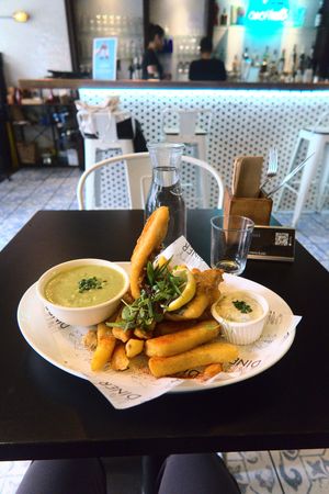 tofish and chips at Unity Diner in East London