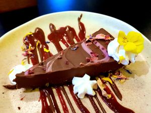 Chocolate raspberry torte which is not really a torte at Unity Diner in East London