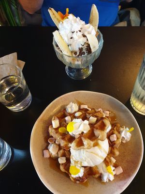 Waffels &banana ice cup at Unity Diner in East London
