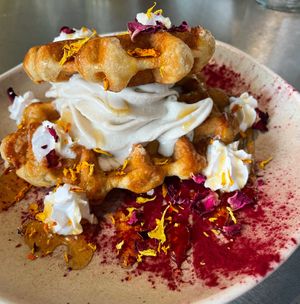 Waffles & ice cream   at Unity Diner in East London