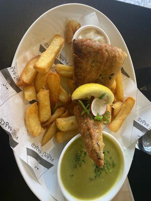 Tofish and chips  at Unity Diner in East London
