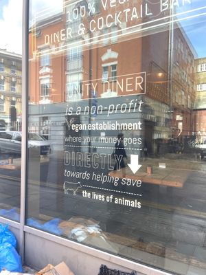 Profits to animal welfare  at Unity Diner in East London