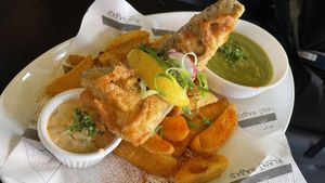 Tofish & chips  at Unity Diner in East London