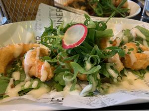 Battered Prawns   at Unity Diner in East London