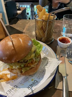 Tempeh Kimchi burger vegan   at Unity Diner in East London