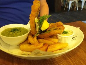 Tofish and chips at Unity Diner in East London