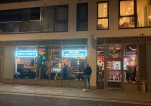 Outside at Unity Diner in East London