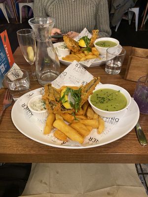 Vegan fish and chips   at Unity Diner in East London
