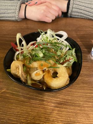 Vegan calamari  at Unity Diner in East London