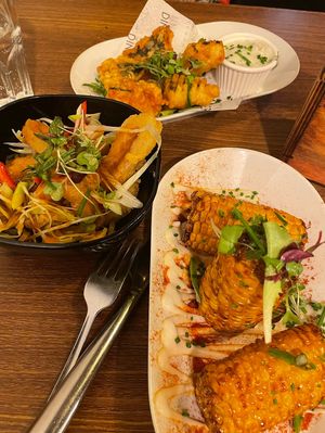 Corn, calamari and tofish  at Unity Diner in East London