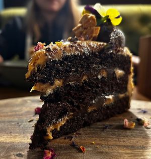 Salted caramel cake  at Unity Diner in East London