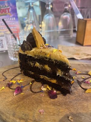 Chocolate caramel cake   at Unity Diner in East London