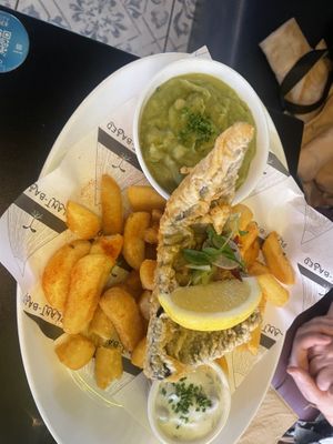 Tofish and chips  at Unity Diner in East London