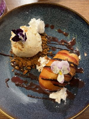 Jam doughnut and dairy free ice cream (INSANE!)   at Unity Diner in East London