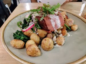 3D printed steak with peppercorn sauce. Wow at Unity Diner in East London