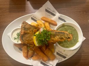 Tofish and chips  at Unity Diner in East London