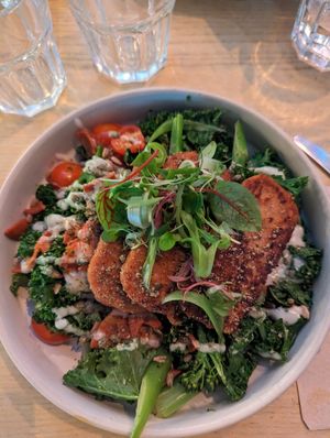 Steak and facun salad at Unity Diner in East London