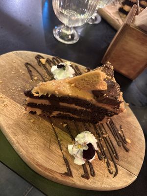 Chocolate and salted caramel cake  at Unity Diner in East London