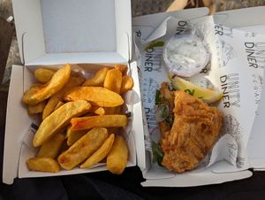 tofish and chips at Unity Diner in East London