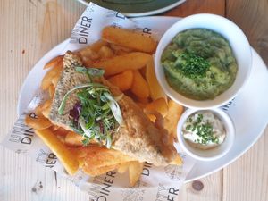 Tofish and chips at Unity Diner in East London