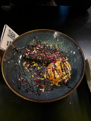 The salted caramel brownie  at Unity Diner in East London