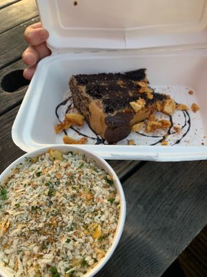 Cake and macaroni and cheese at Unity Diner in East London