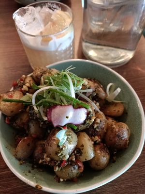 Chimichurri new potatoes at Unity Diner in East London
