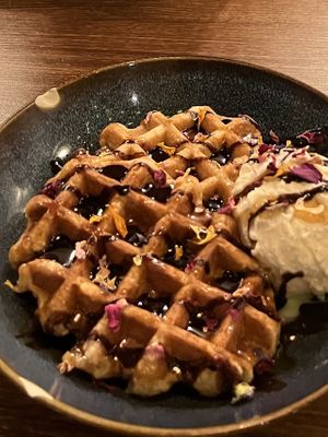 Dessert waffle   at Unity Diner in East London