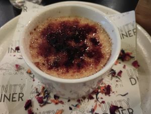 Crème brulée. at Unity Diner in East London