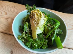 Garlic greens  at Unity Diner in East London