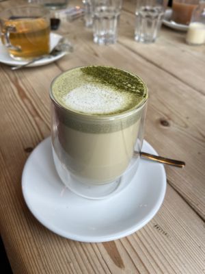Matcha latte  at Unity Diner in East London