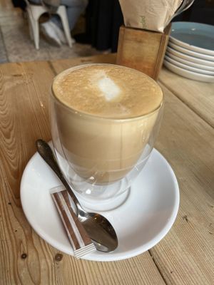 Decaf oat latte  at Unity Diner in East London