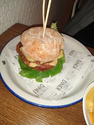 Vegan burger at Unity Diner in East London