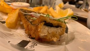 Tofish and chips texture at Unity Diner in East London