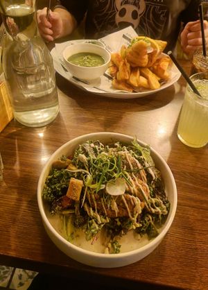Caesar salad and tofish at Unity Diner in East London