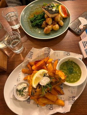 tofish and chips; vegan cod  at Unity Diner in East London