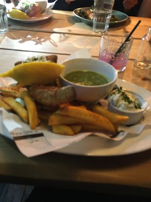 The legendary tofish and chips.   at Unity Diner in East London